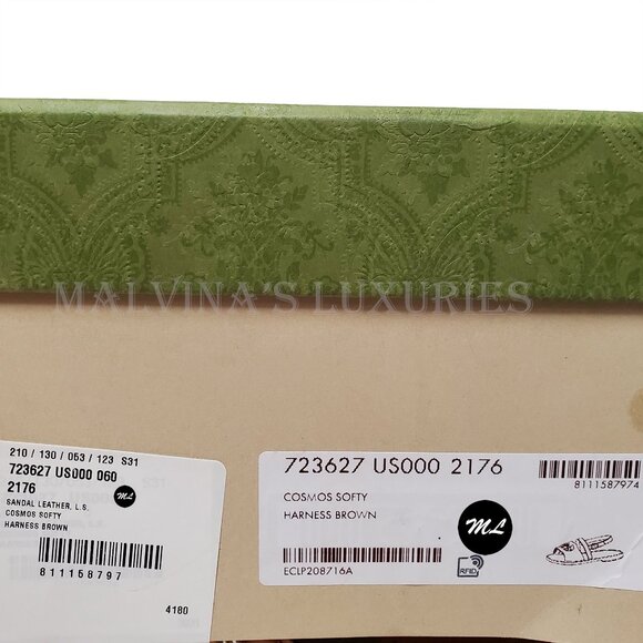 GUCCI SHOES MENS BROWN LEATHER CUTOUT INTERLOCKING G LOGO SANDALS sz 8 / 8.5 - Picture 16 of 16